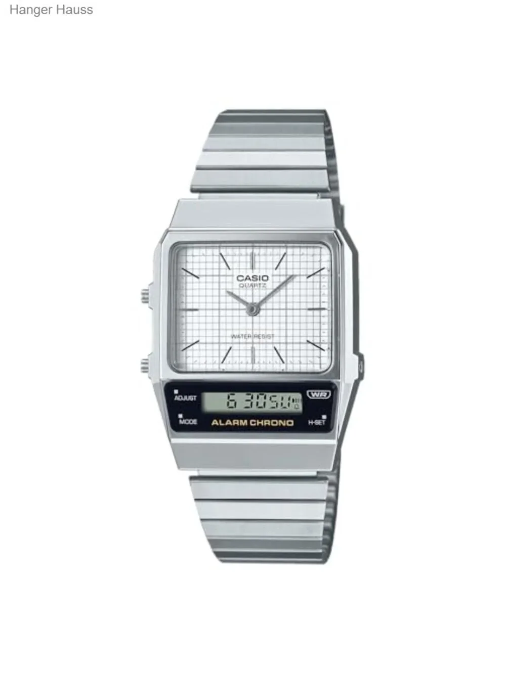 Vintage 1980s Analog Digital Watch Stainless Steel Band Dual Time Stopwatch